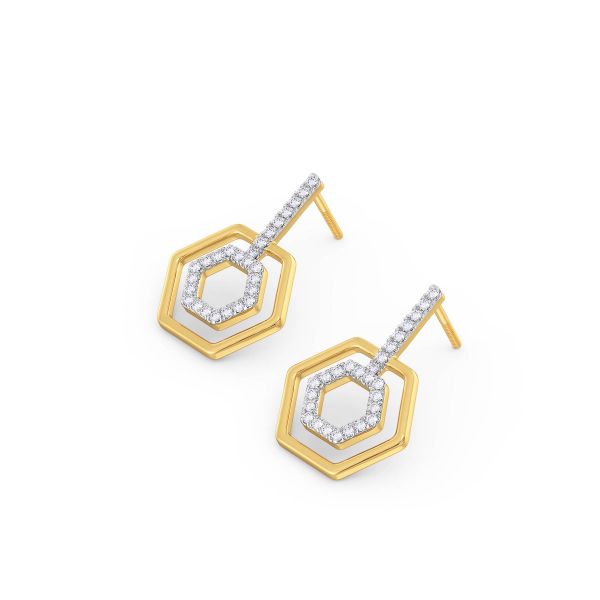 Chasmum Hexagon Diamond Drops Lab-grown diamond ER of SVR in  Gold Metal