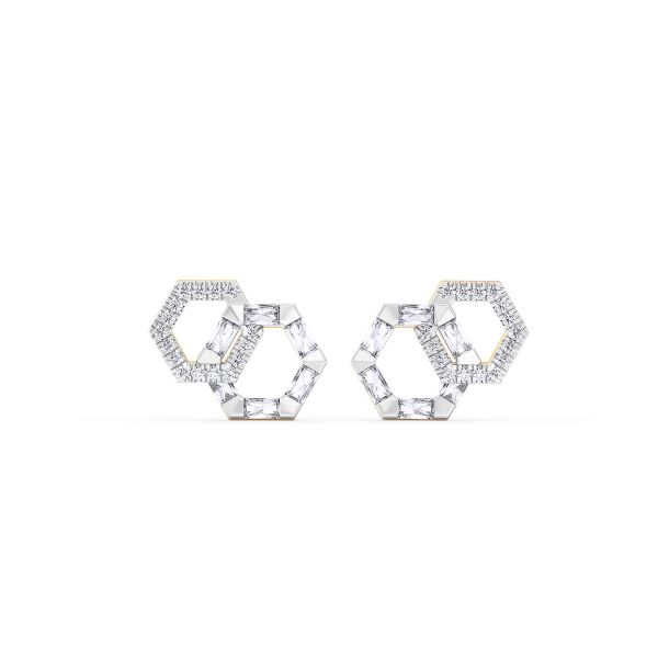Ahana Dual Hexagon Diamond Stud Earrings