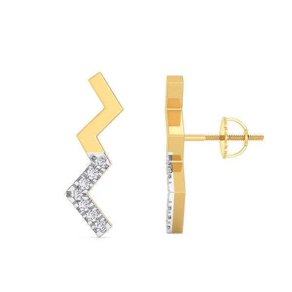 Rowan Zigzag Hoop Earrings Lab-grown diamond ER of SVR in  Gold Metal