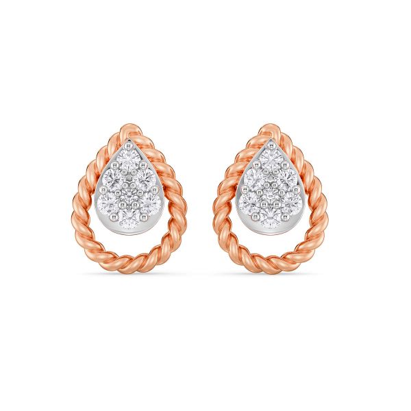 Chaaya Twisted Pear Diamond Earrings - Svaraa