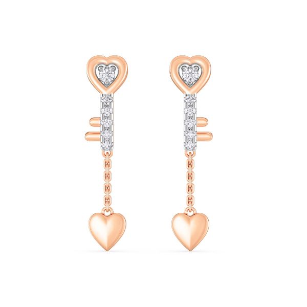 Ailani Heart Key Diamond Earrings