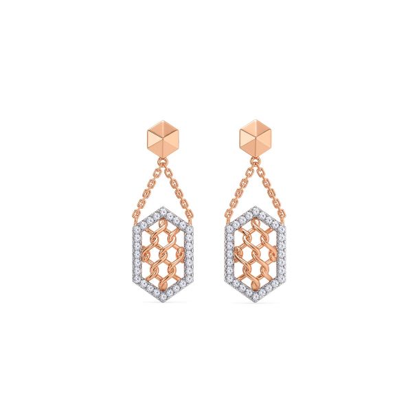 Hexa Knit Diamond Drop Earrings