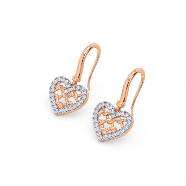 Knitted Heart Diamond Hoop Earrings