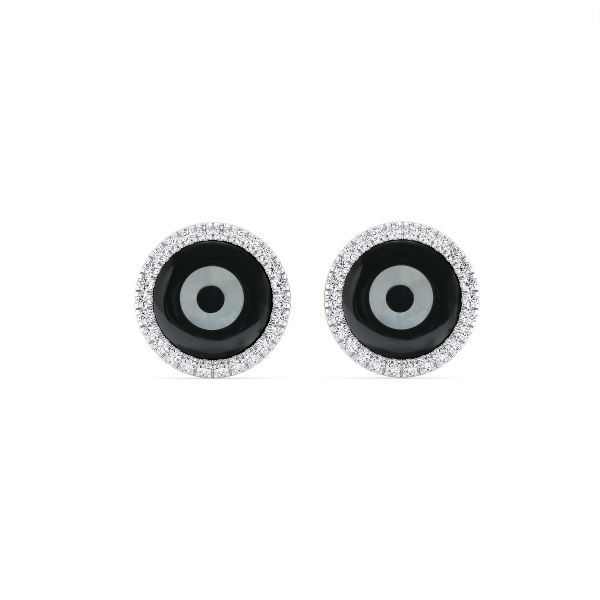 Sooty Evil Eye Diamond Stud Earrings