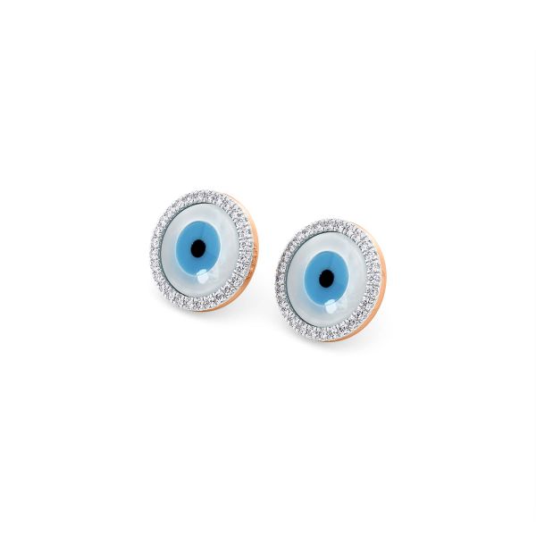 Carly Evil Eye Diamond Stud Earrings