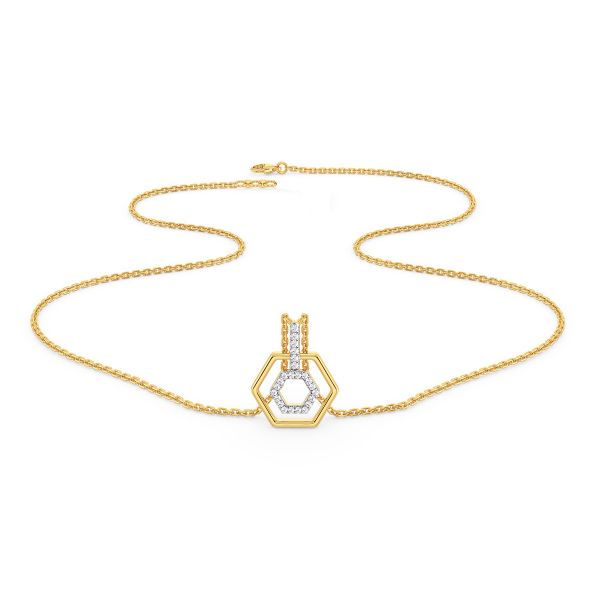 Chasmum Hexagon Diamond Necklace Lab-grown diamond NK of SVR in  Gold Metal