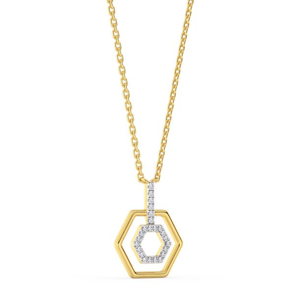 Chasmum Hexagon Diamond Necklace Lab-grown diamond NK of SVR in  Gold Metal