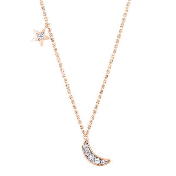 Afza Star & Moon Diamond Necklace