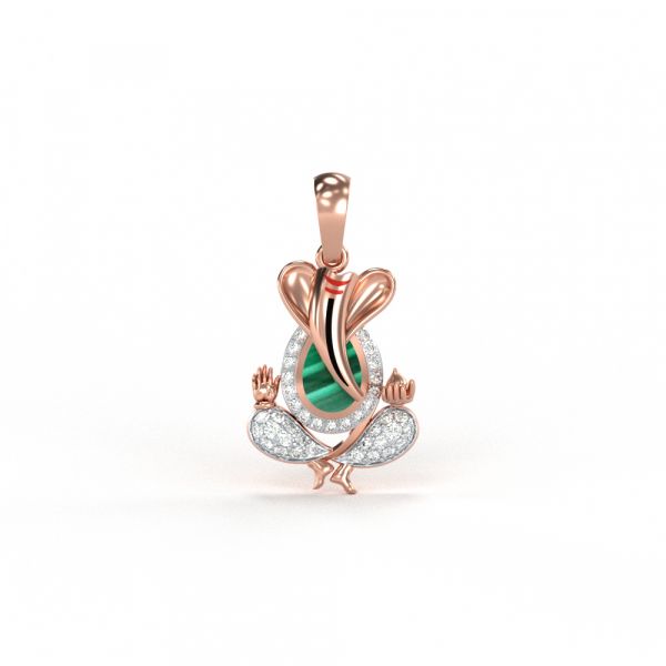 Nirvana Malachite Ganesh Diamond Pendant