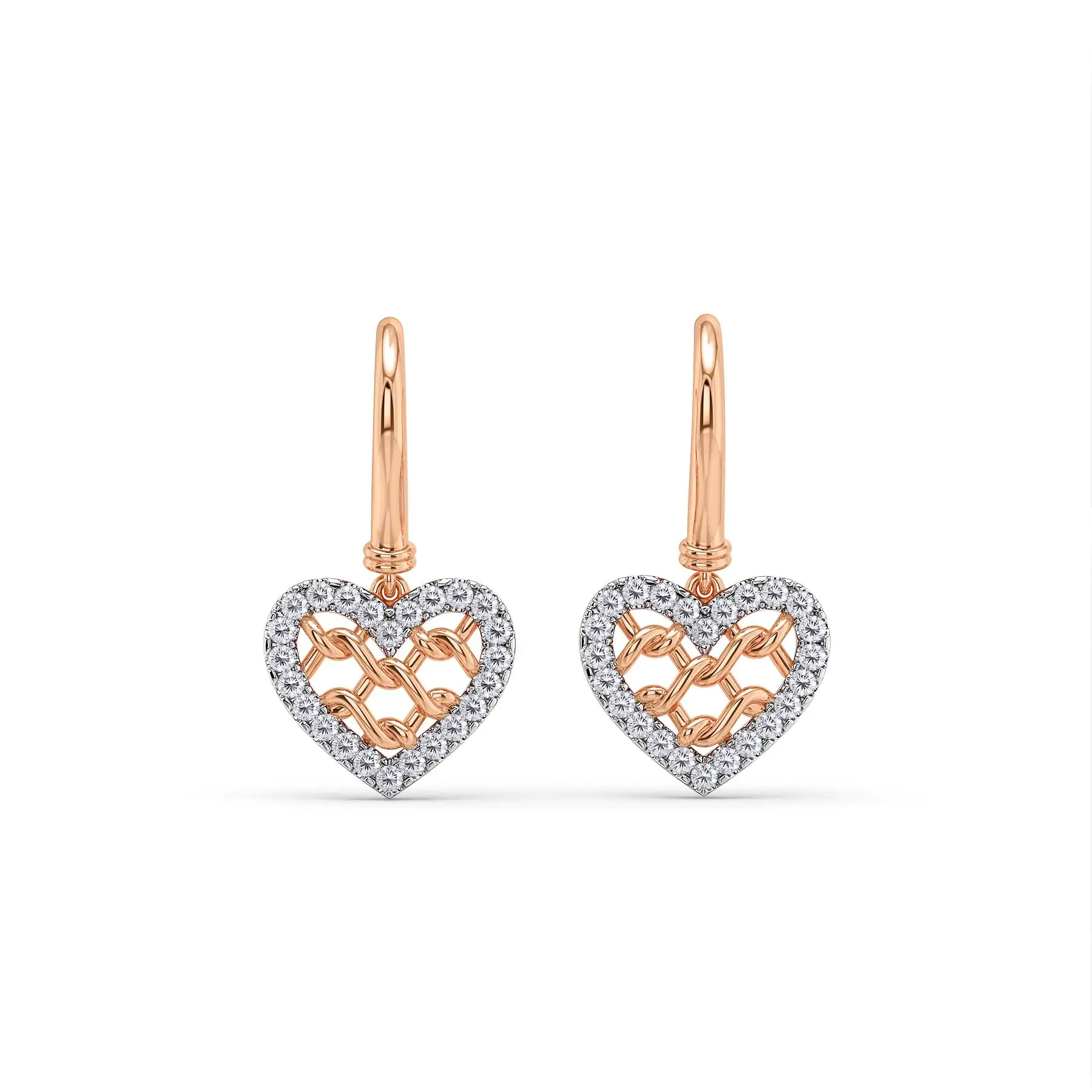 Knitted Heart Diamond Earrings Lab-grown diamond ER of SVR in  Gold Metal