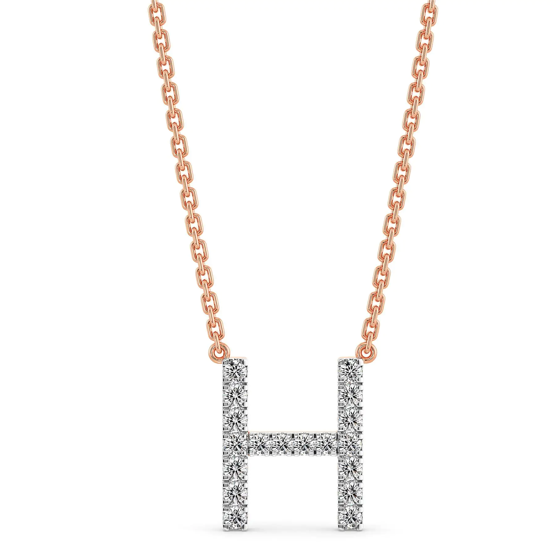 Huda H Alphabet Necklace Lab-grown diamond NK of SVR in  Gold Metal