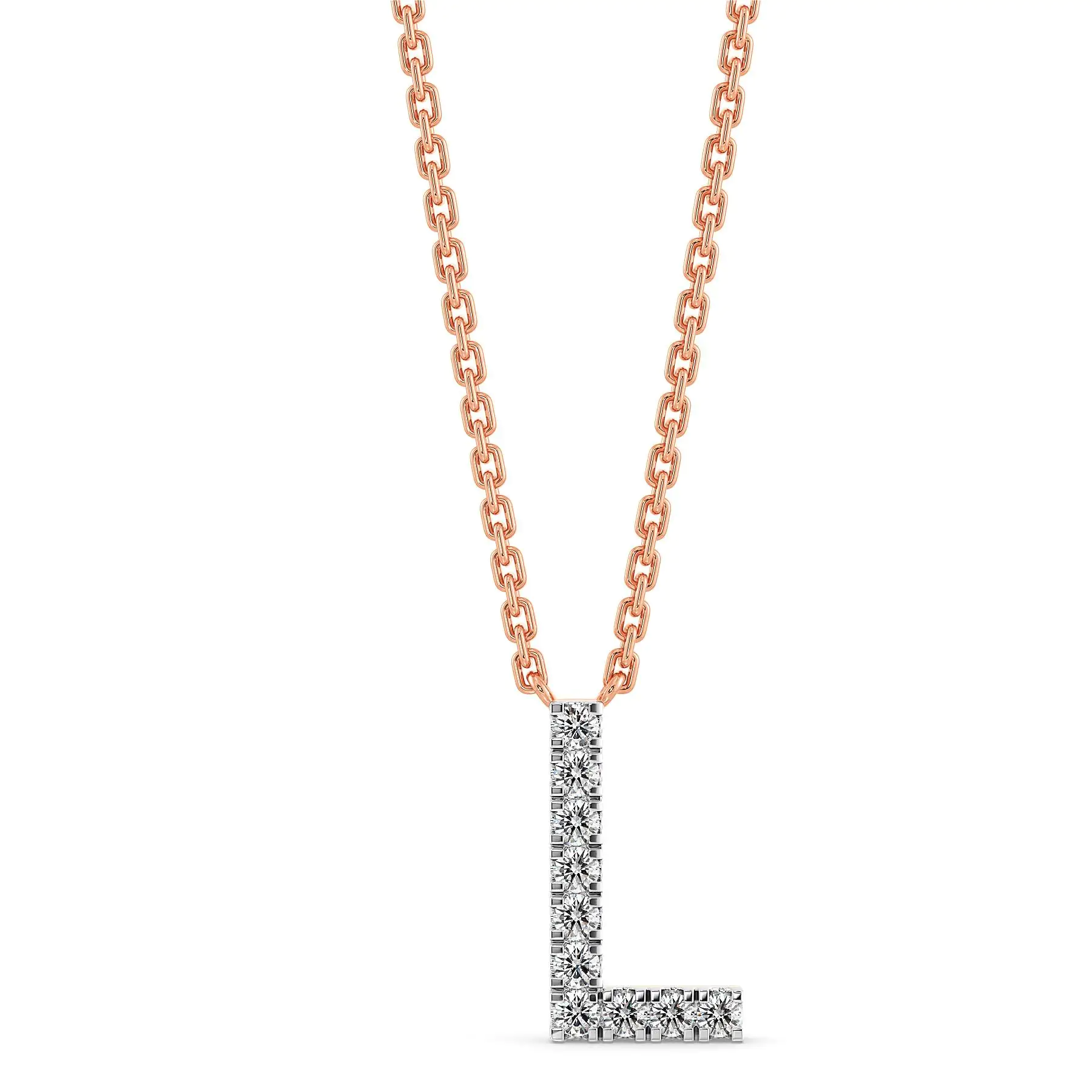 Laura L Alphabet Necklace Lab-grown diamond NK of SVR in  Gold Metal