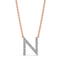 Nura N Alphabet Necklace Lab-grown diamond NK of SVR in  Gold Metal